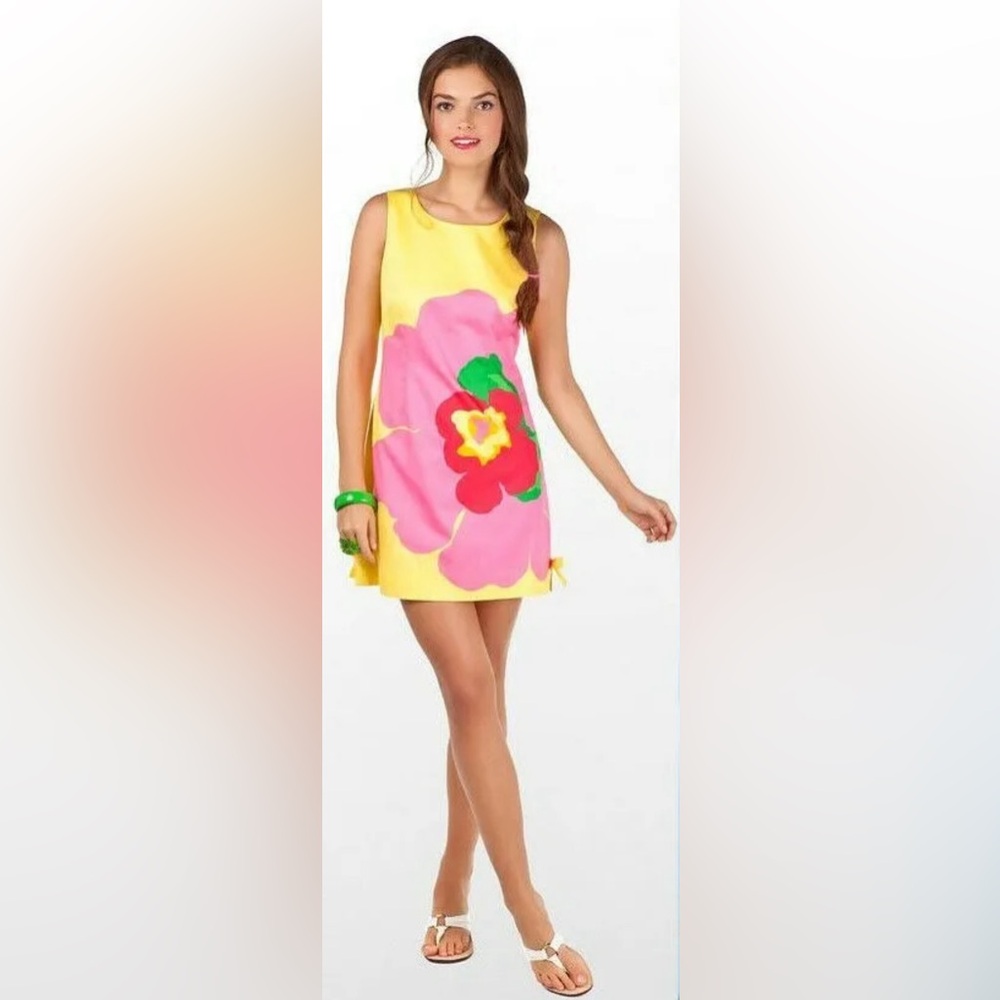 Lily Pulitzer Delia Starfruit Yellow Lottie Dress Size 8